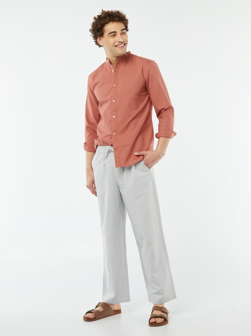 Camisa Oxford com gola mao - ROSA - Homem - 18.00€ - Kiabi
