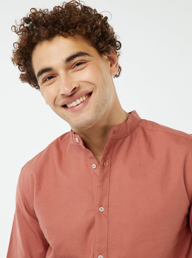 Camisa Oxford com gola mao - ROSA - Homem - 18.00€ - Kiabi