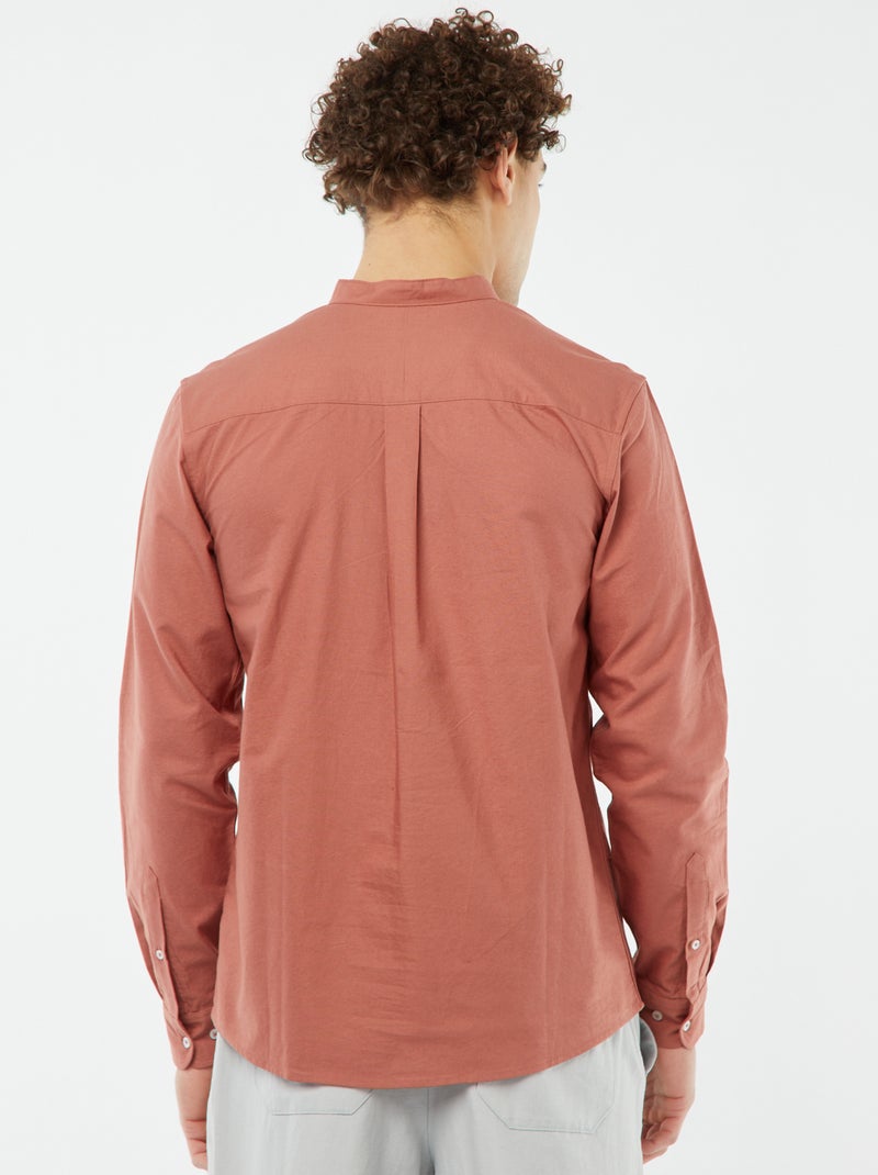 Camisa Oxford com gola mao - ROSA - Homem - 18.00€ - Kiabi
