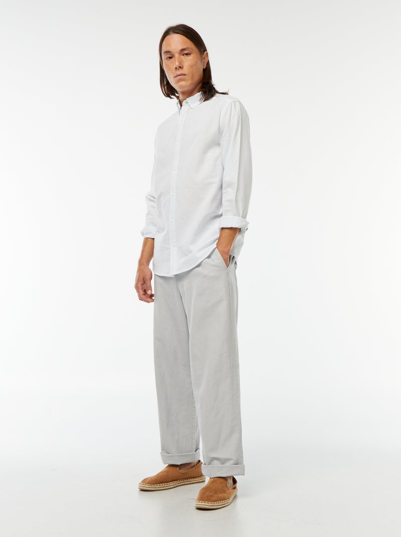 Camisa Oxford com motivo às riscas Azul - Kiabi