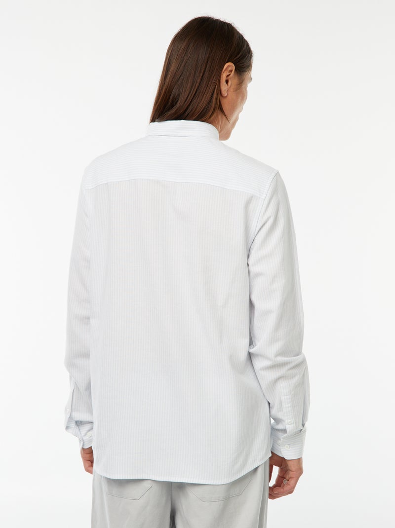Camisa Oxford com motivo às riscas Azul - Kiabi