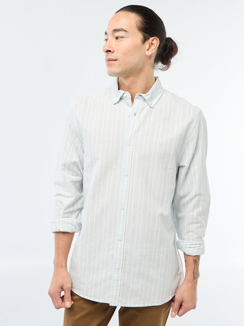 Camisa Oxford com motivo às riscas - Kiabi