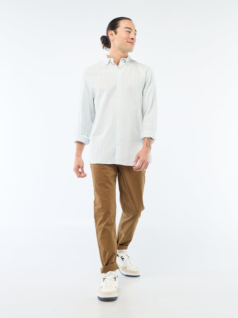 Camisa Oxford com motivo às riscas Azul - Kiabi