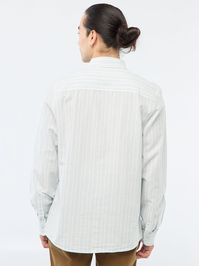 Camisa Oxford com motivo às riscas Azul - Kiabi
