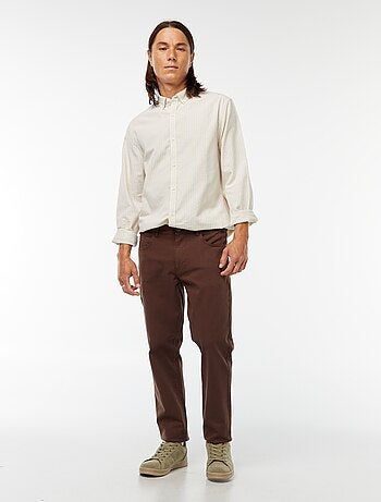 Camisa Oxford com motivo às riscas