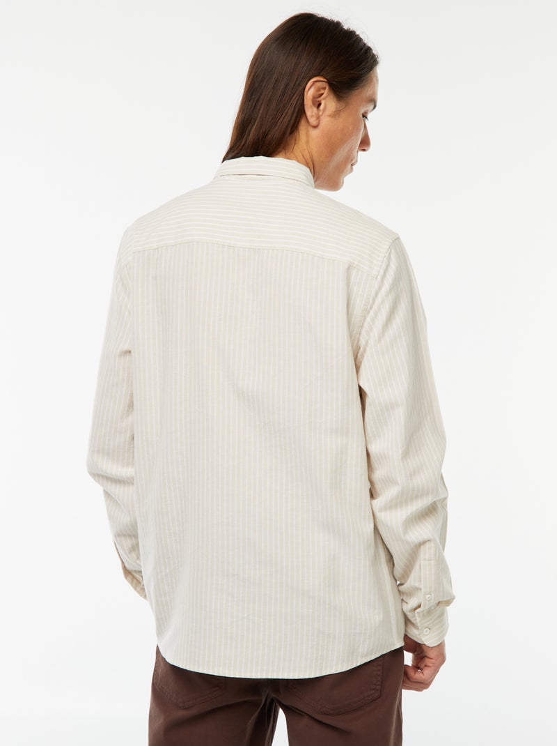 Camisa Oxford com motivo às riscas Bege - Kiabi