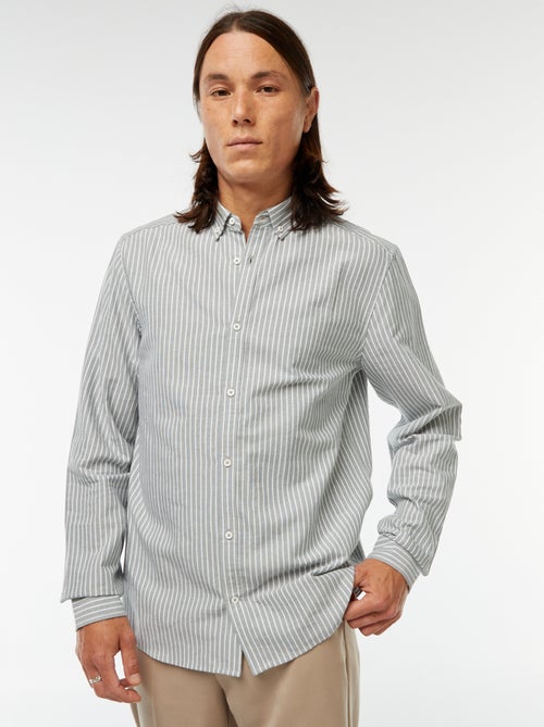 Camisa Oxford com motivo às riscas - Kiabi
