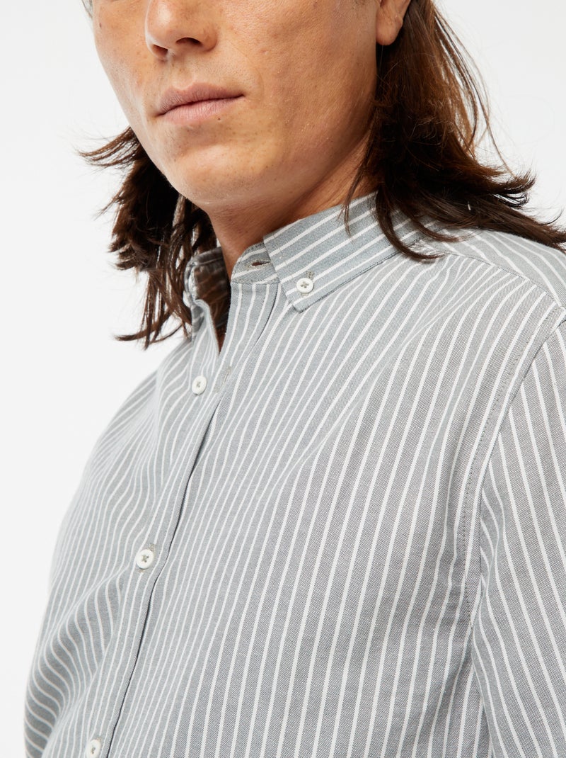 Camisa Oxford com motivo às riscas Verde - Kiabi