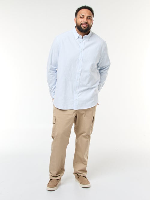 Camisa oxford com padrão às riscas - Kiabi