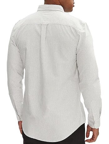 Camisa Oxford de Riscas Brancas e Cinzentas para Homem Tommy Hilfiger