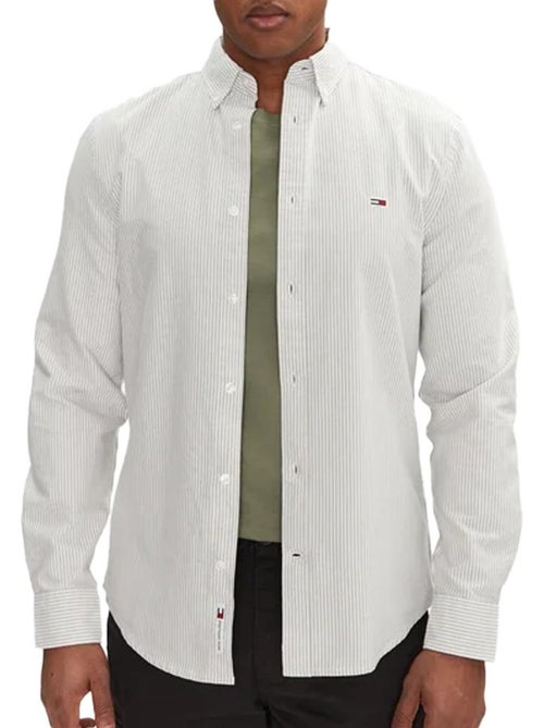 Camisa Oxford de Riscas Brancas e Cinzentas para Homem Tommy Hilfiger - Kiabi Camisa Oxford de Riscas Brancas e Cinzentas para Homem Tommy Hilfiger - Kiabi