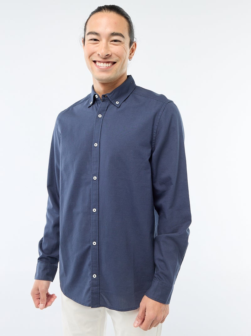 Camisa oxford regular fit Azul - Kiabi
