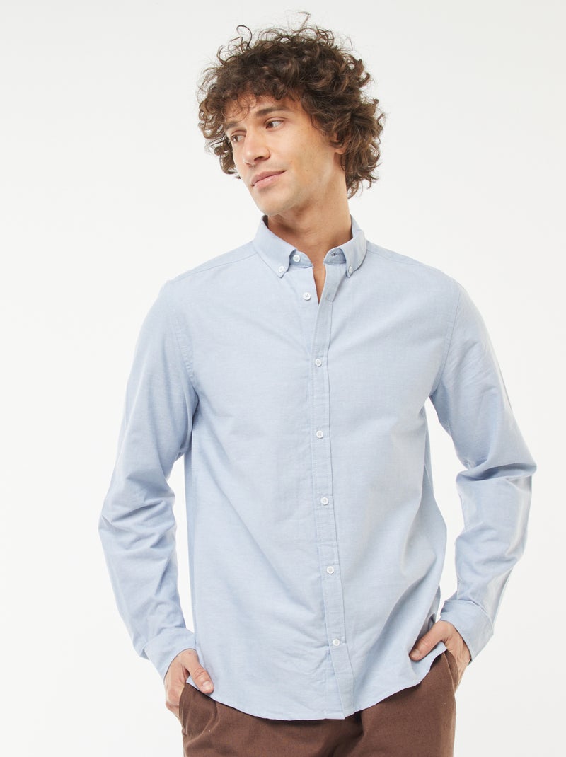 Camisa oxford regular fit Azul - Kiabi