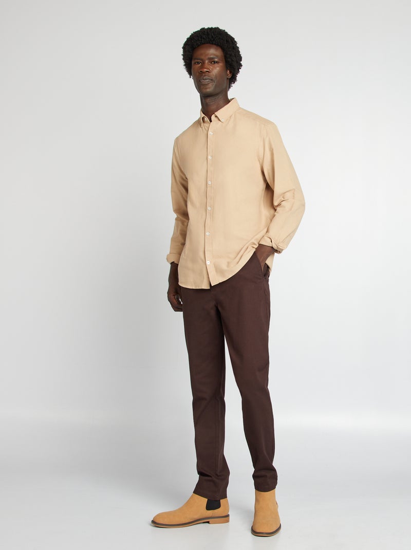 Camisa oxford regular fit BEGE - Kiabi