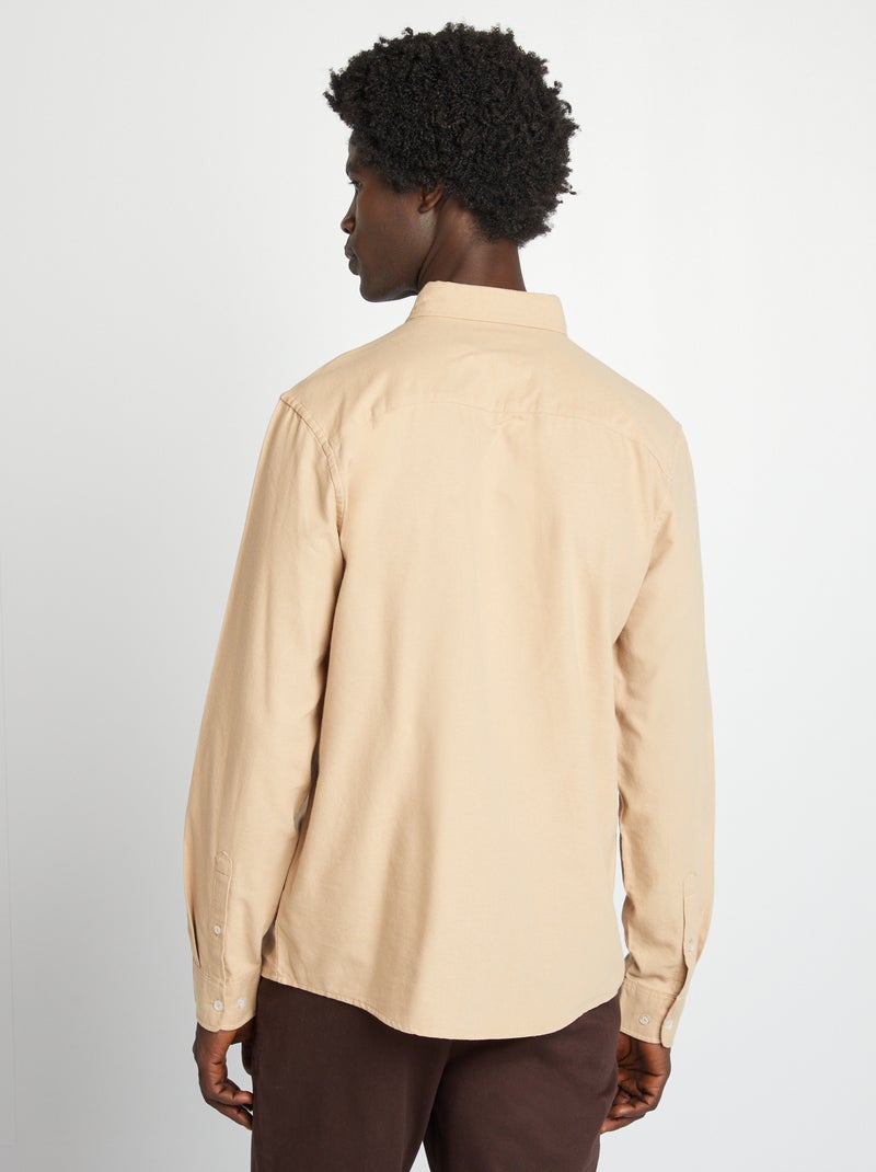 Camisa oxford regular fit BEGE - Kiabi
