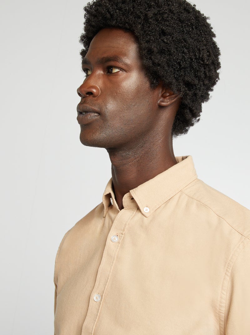 Camisa oxford regular fit BEGE - Kiabi
