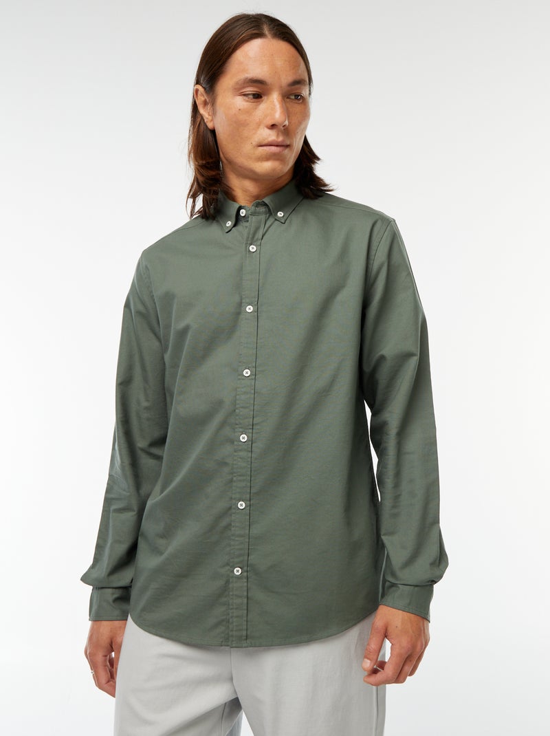Camisa oxford regular fit Verde - Kiabi