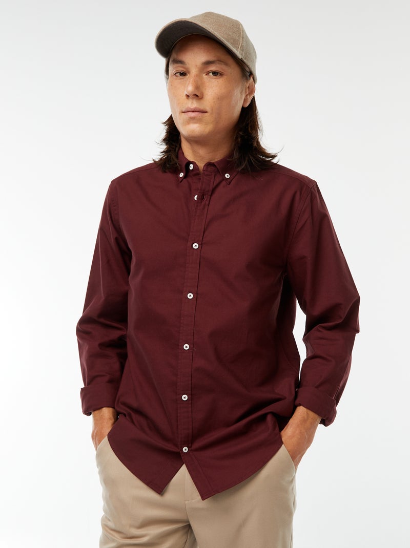 Camisa oxford regular fit Vermelho - Kiabi