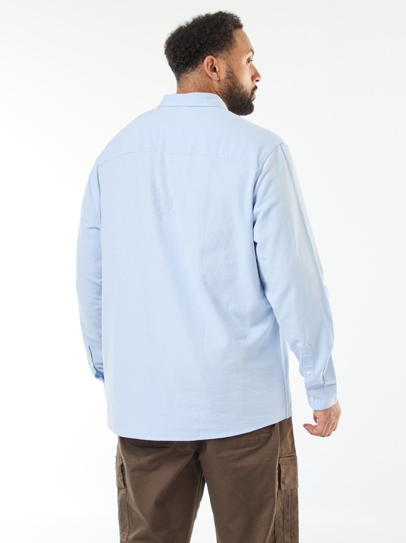 Camisa Oxford Reta Lisa Azul - Kiabi