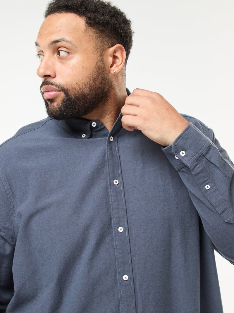 Camisa Oxford Reta Lisa Azul - Kiabi