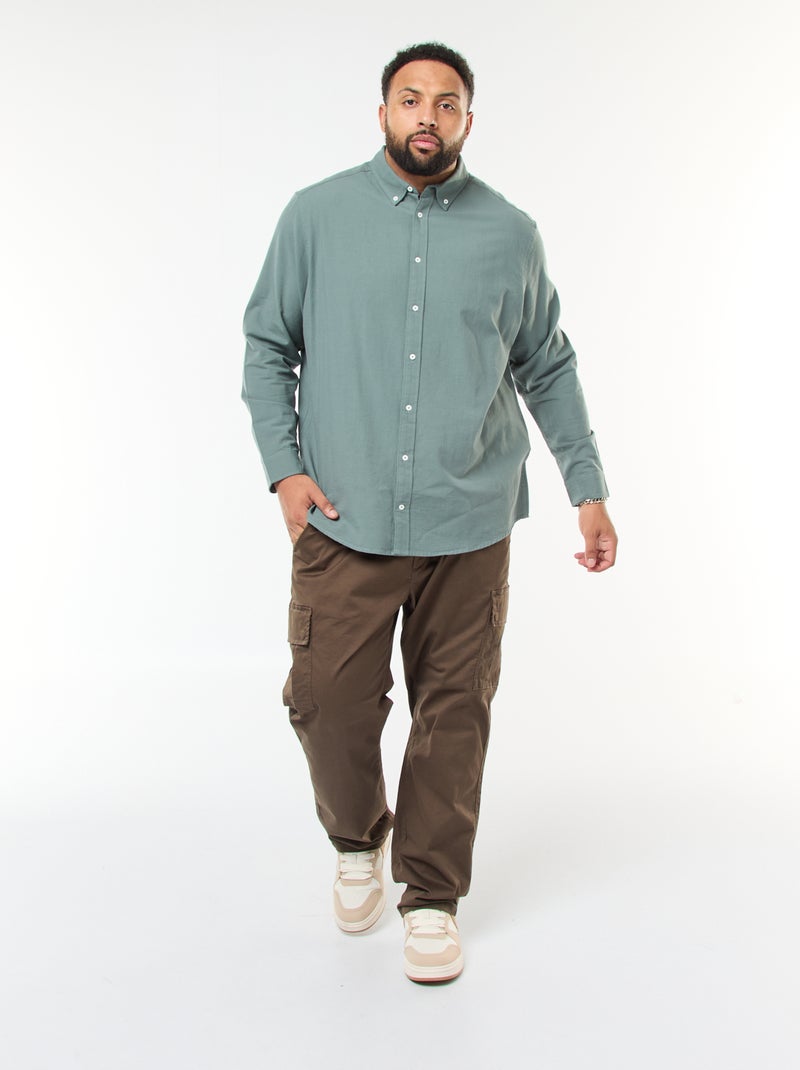 Camisa Oxford Reta Lisa Verde - Kiabi
