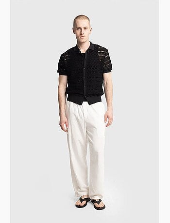 Camisa polo de malha texturada com fecho de botões giesto