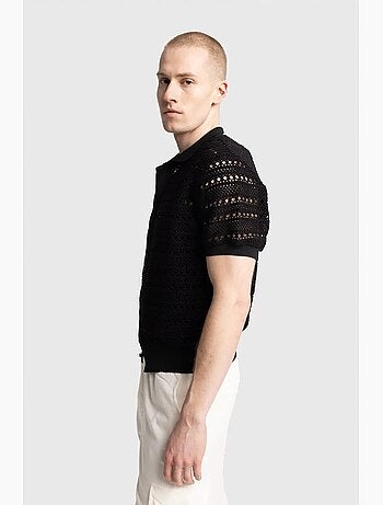 Camisa polo de malha texturada com fecho de botões giesto