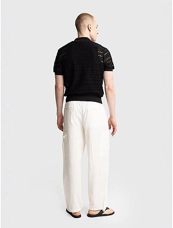 Camisa polo de malha texturada com fecho de botões giesto