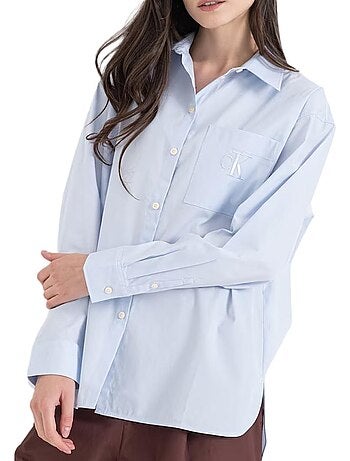 Camisa Popelina Relaxed Azul para Mulher Calvin Klein Jeans