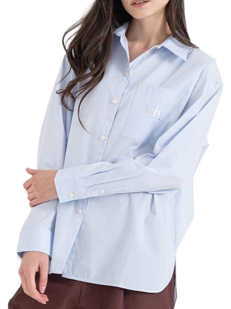 Camisa Popelina Relaxed Azul para Mulher Calvin Klein Jeans Azul - Kiabi