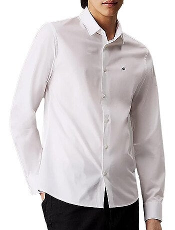 Camisa Poplin Stretch Calvin Klein Jeans para Homem Branca/Preta