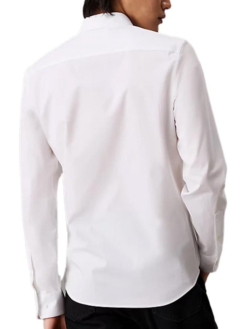 Camisa Poplin Stretch Calvin Klein Jeans para Homem Branca/Preta Branco - Kiabi