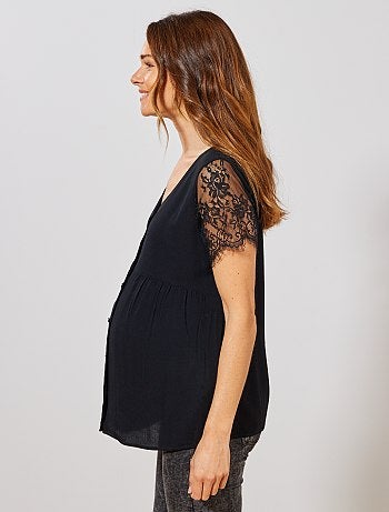 Futura mamã - Camisa pré-mamã com mangas em renda - Kiabi