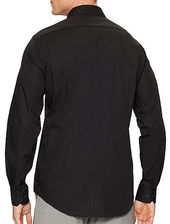 Camisa Preta Masculina Calvin Klein Jeans Poplin Stretch Regular