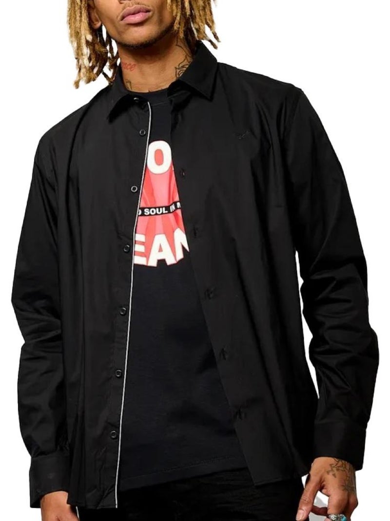 Camisa Preta Masculina Kaporal BURAJ Preto - Kiabi