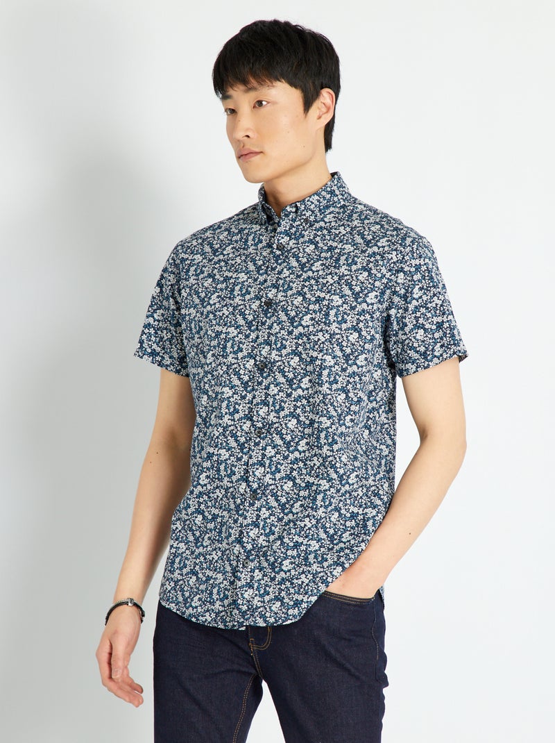 Camisa 'Produkt' com estampados fantasia AZUL - Kiabi