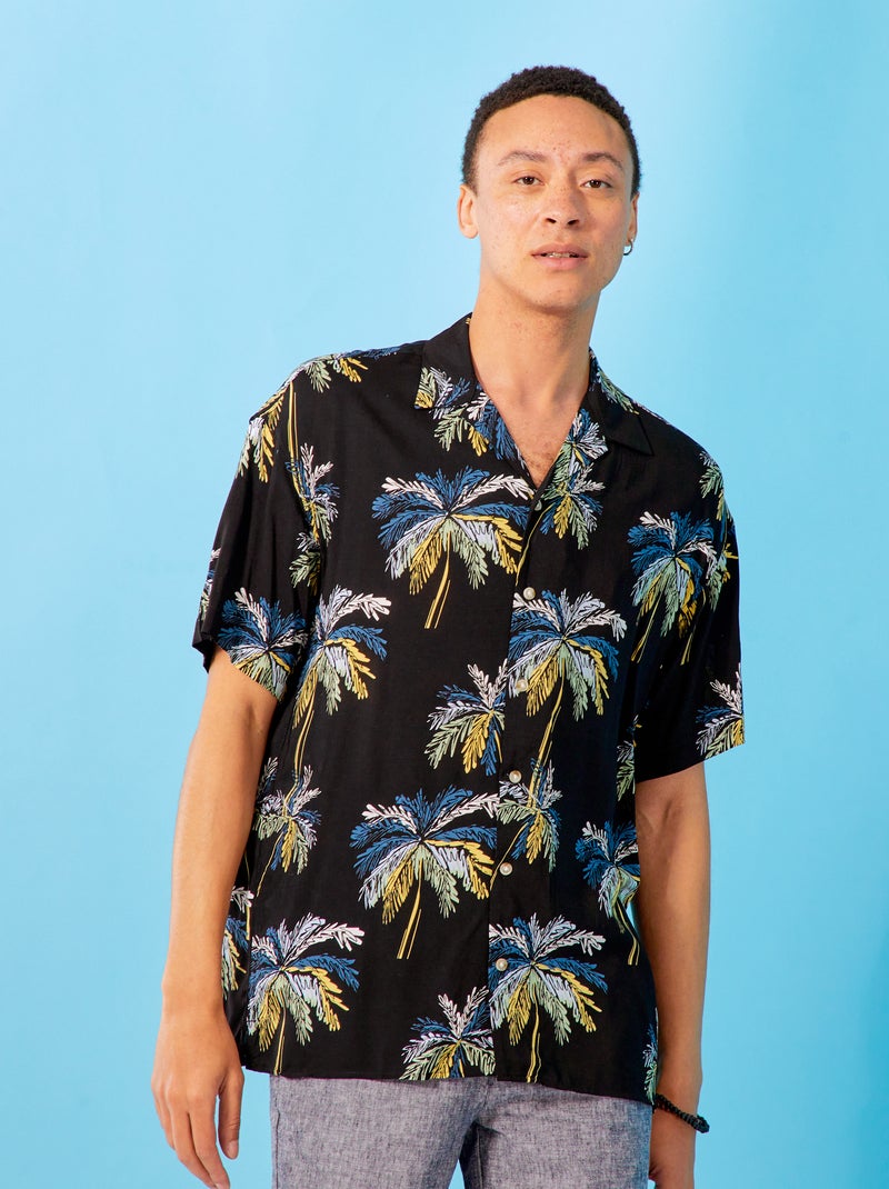 Camisa 'Produkt' com flores PRETO - Kiabi