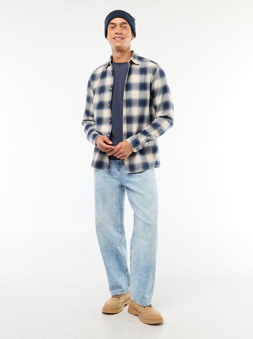 Camisa regular aos quadrados - Kiabi