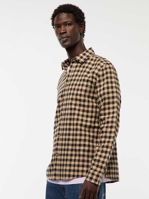 Camisa regular aos quadrados - Kiabi