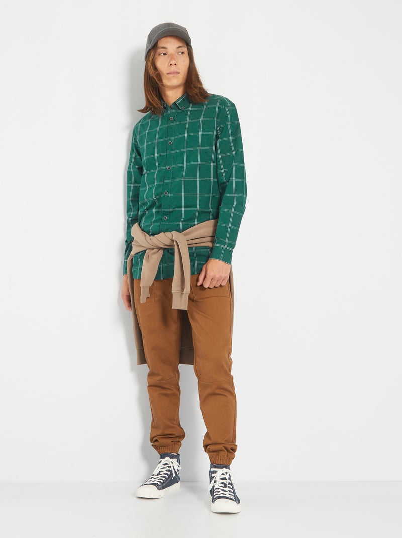 Camisa regular aos quadrados VERDE - Kiabi