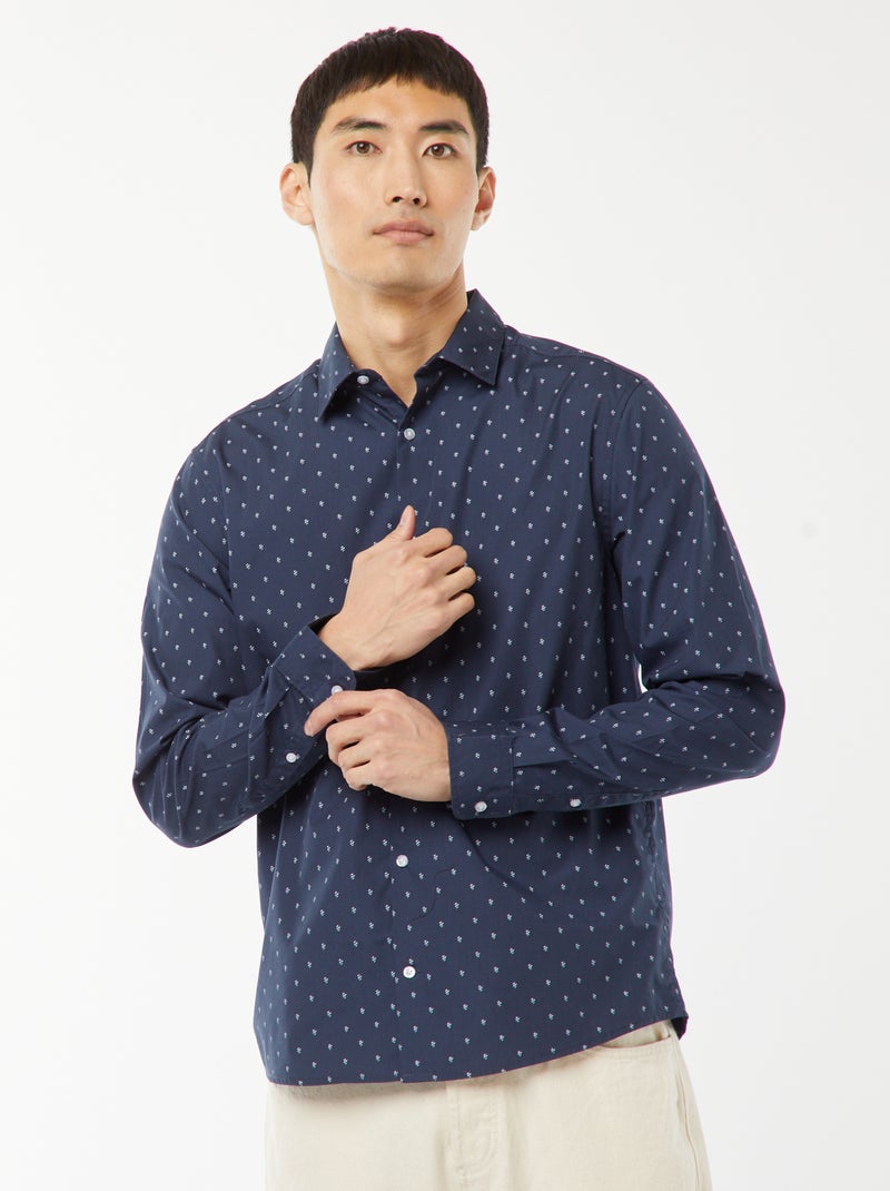 Camisa regular às bolinhas Azul - Kiabi