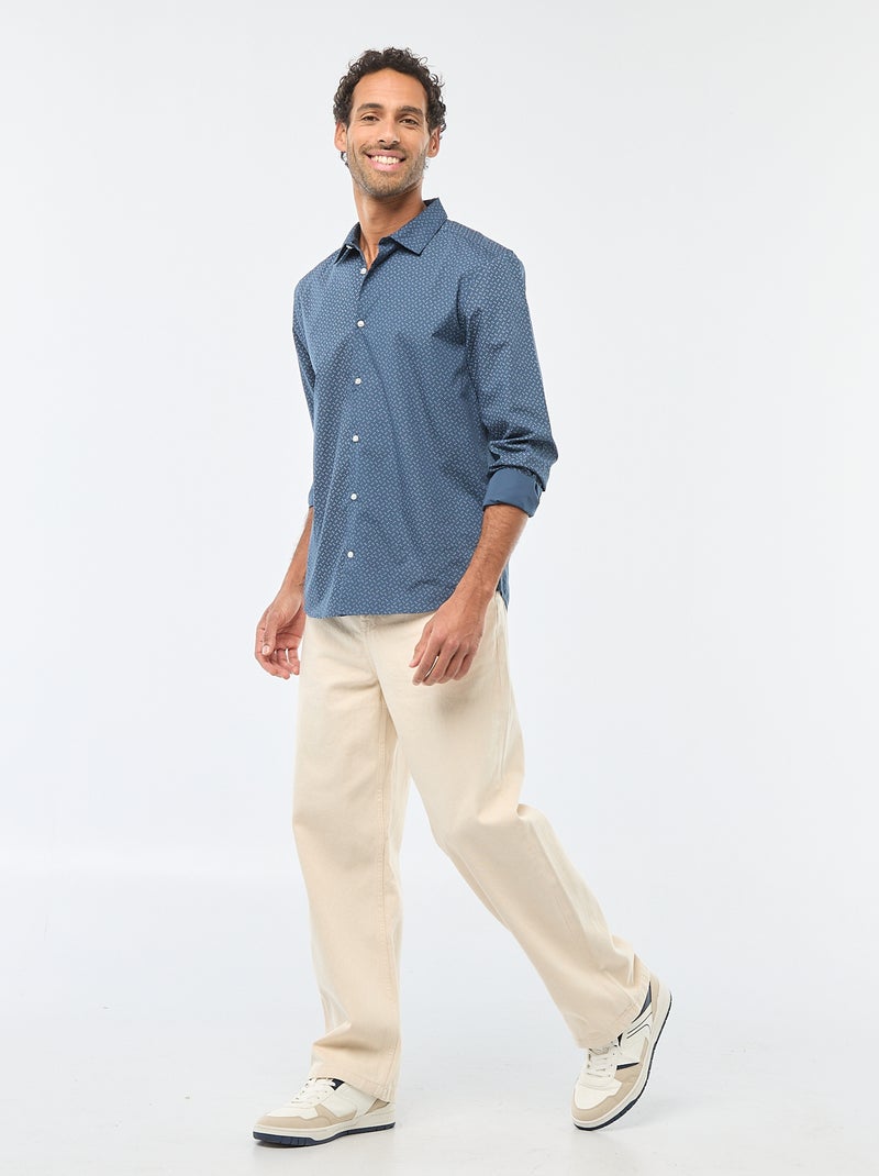 Camisa regular às bolinhas Azul - Kiabi