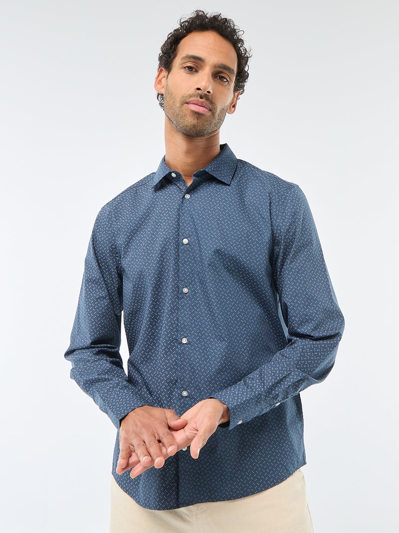 Camisa regular às bolinhas Azul - Kiabi