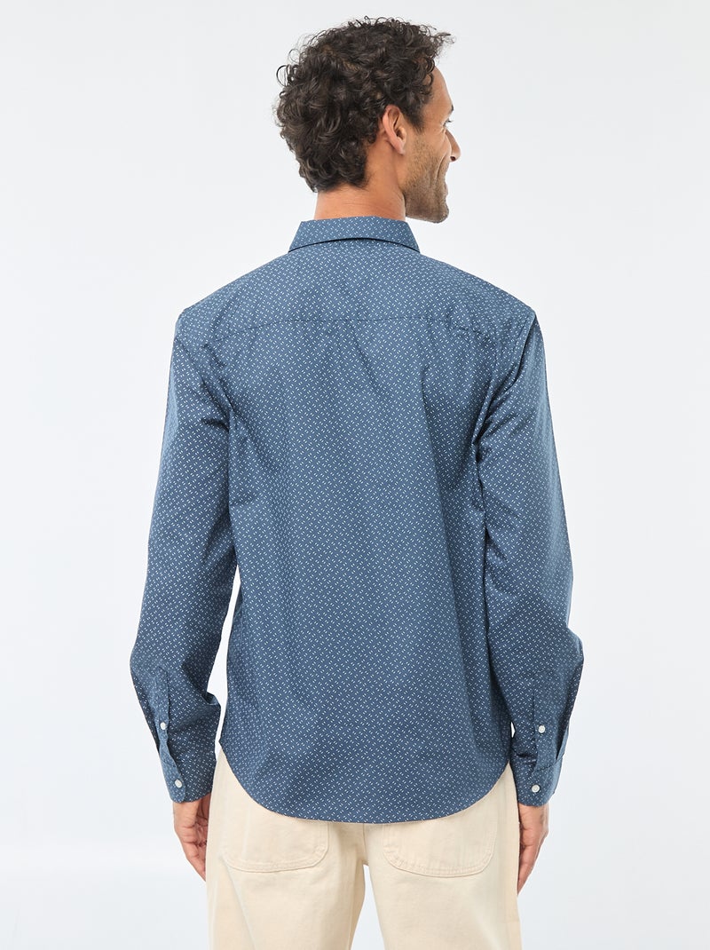 Camisa regular às bolinhas Azul - Kiabi