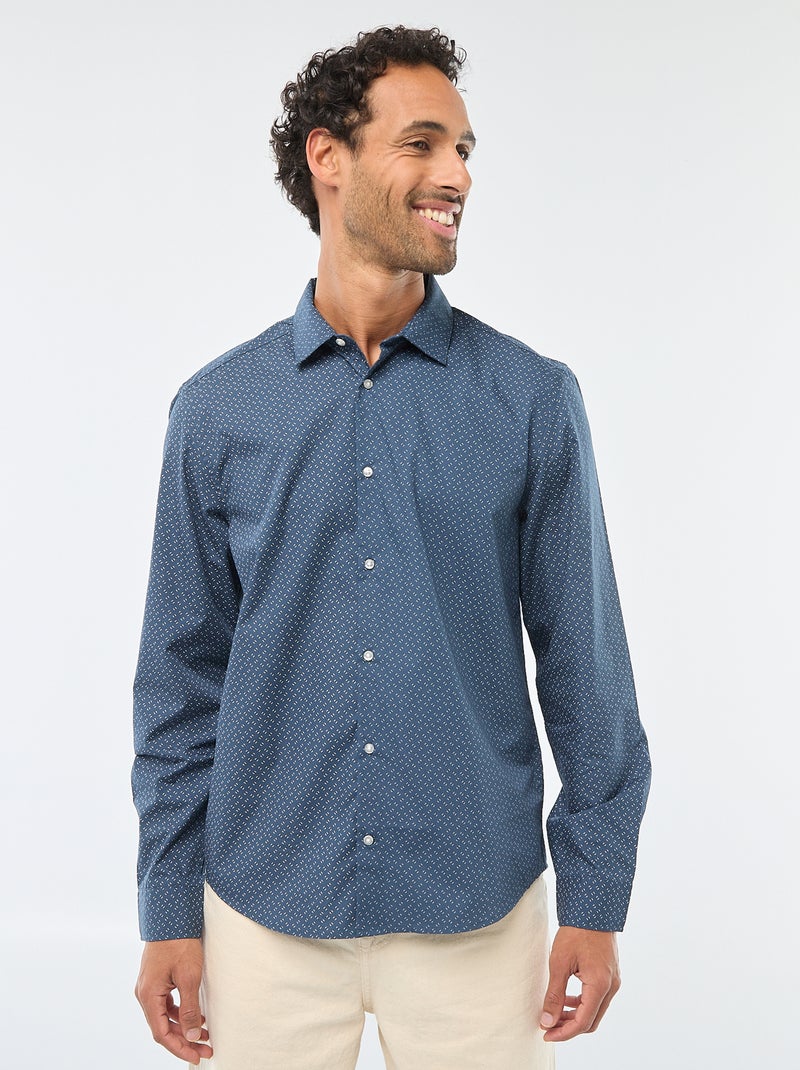 Camisa regular às bolinhas Azul - Kiabi