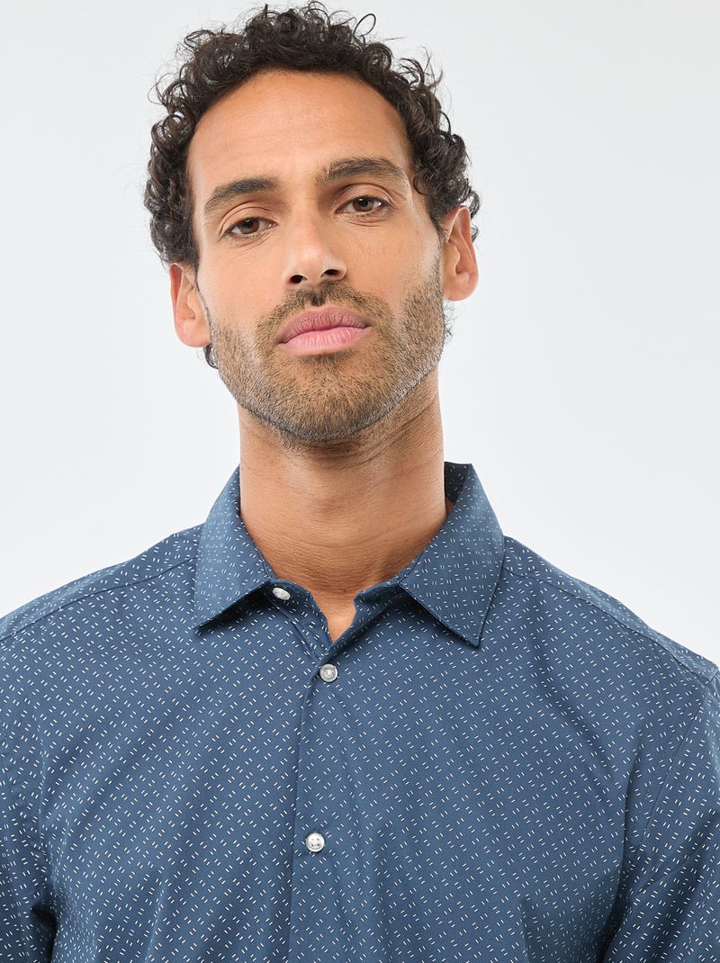 Camisa regular às bolinhas Azul - Kiabi
