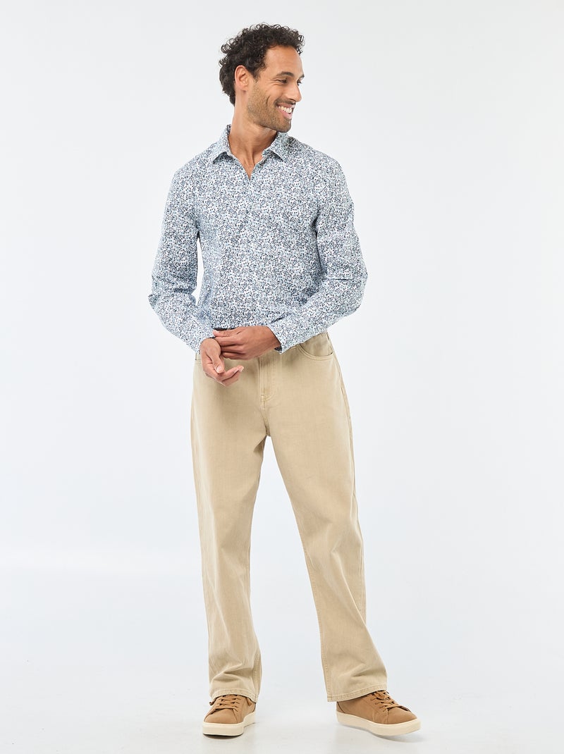 Camisa regular às bolinhas Azul - Kiabi