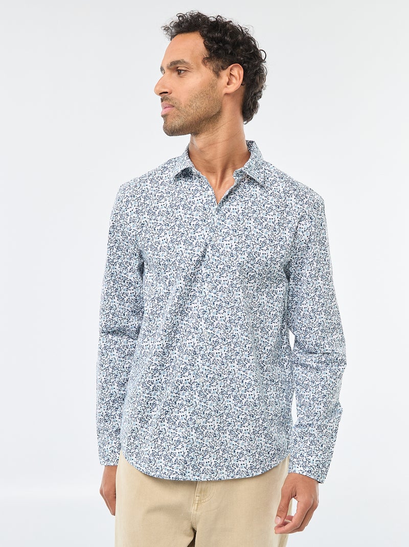 Camisa regular às bolinhas Azul - Kiabi