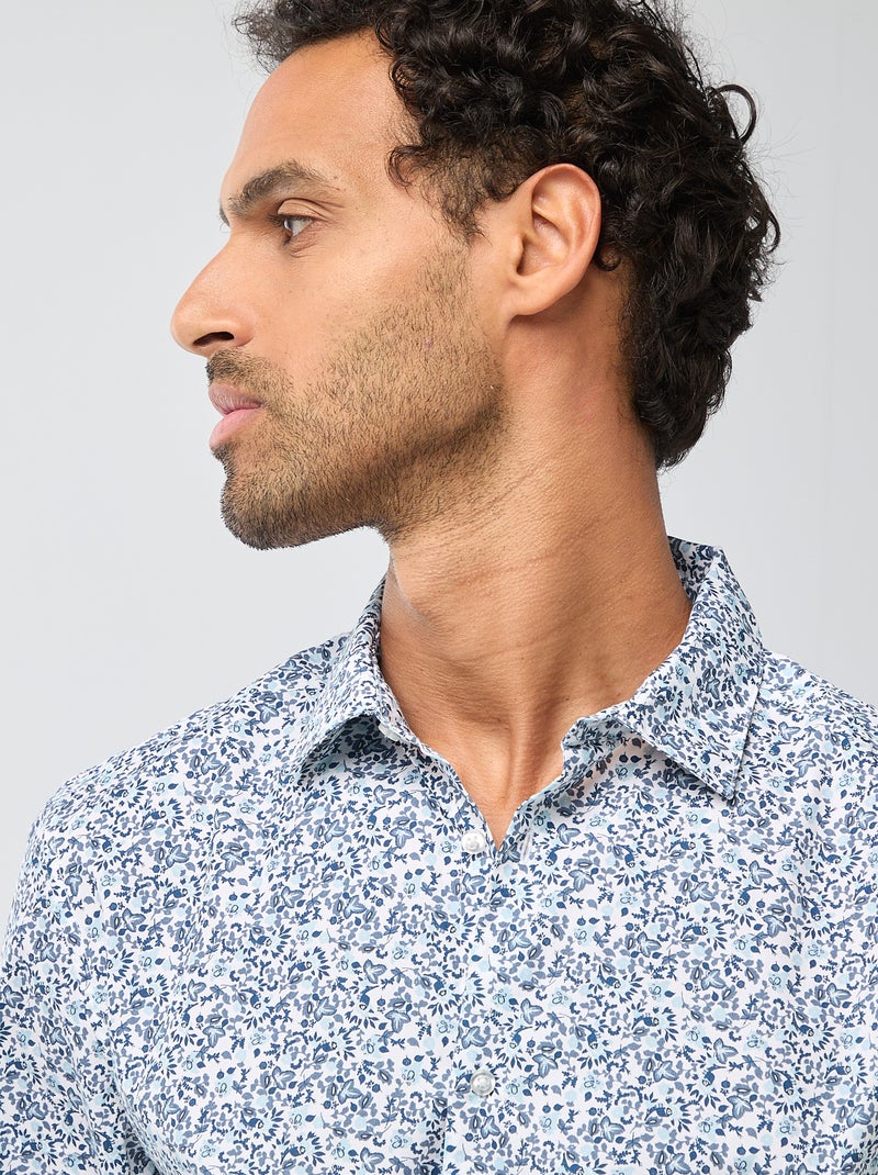 Camisa regular às bolinhas Azul - Kiabi
