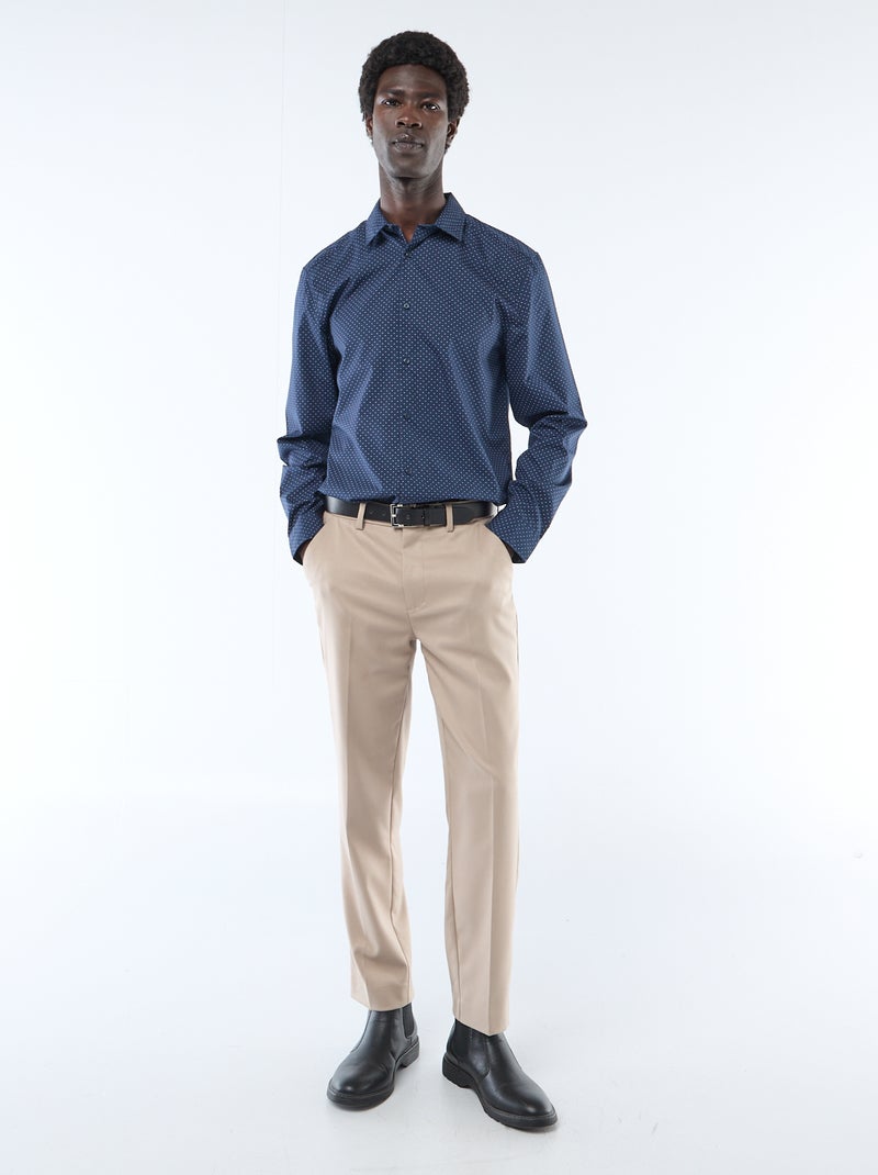 Camisa regular às bolinhas AZUL - Kiabi